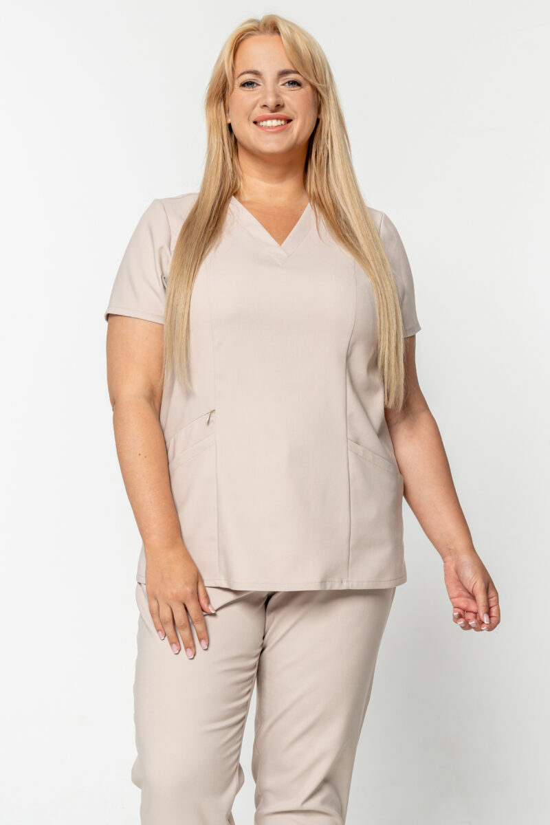 GENEWA bluzka scrubs beż plus size